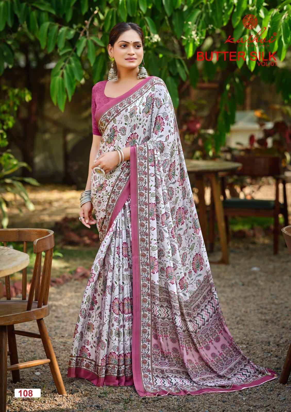 BUTTER SILK By KASHVI 101 to 108 Series Indian Traditional Wear Collection Beautiful Stylish Fancy Colorful Party Wear & Occasional Wear SILK CRAPE DIGITAL PRINT Sarees At Wholesale Price